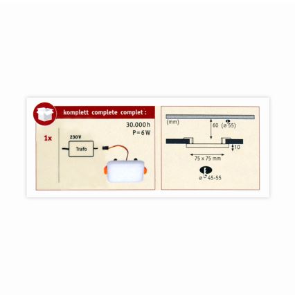 Paulmann 92393 - LED/4,5W IP44 Lampada da incasso per bagno VARIFIT 230V