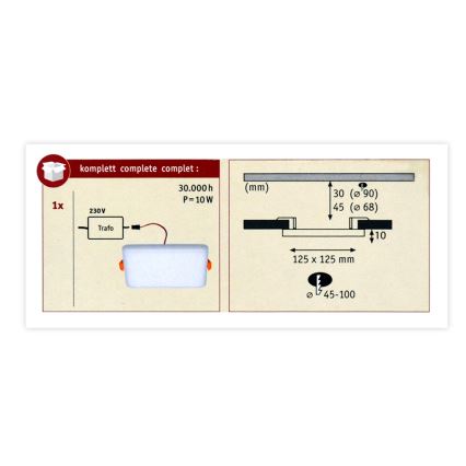 Paulmann 92397 - LED/8,5W IP44 Lampada da incasso da bagno VARIFIT 230V