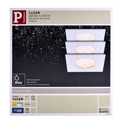 Paulmann 92760 - KIT 3X Lampada LED da incasso COIN LED/6,8W/230V bianco