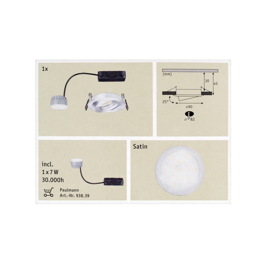 Paulmann 92832 - LED/7W Lampada da incasso per bagni COIN 230V