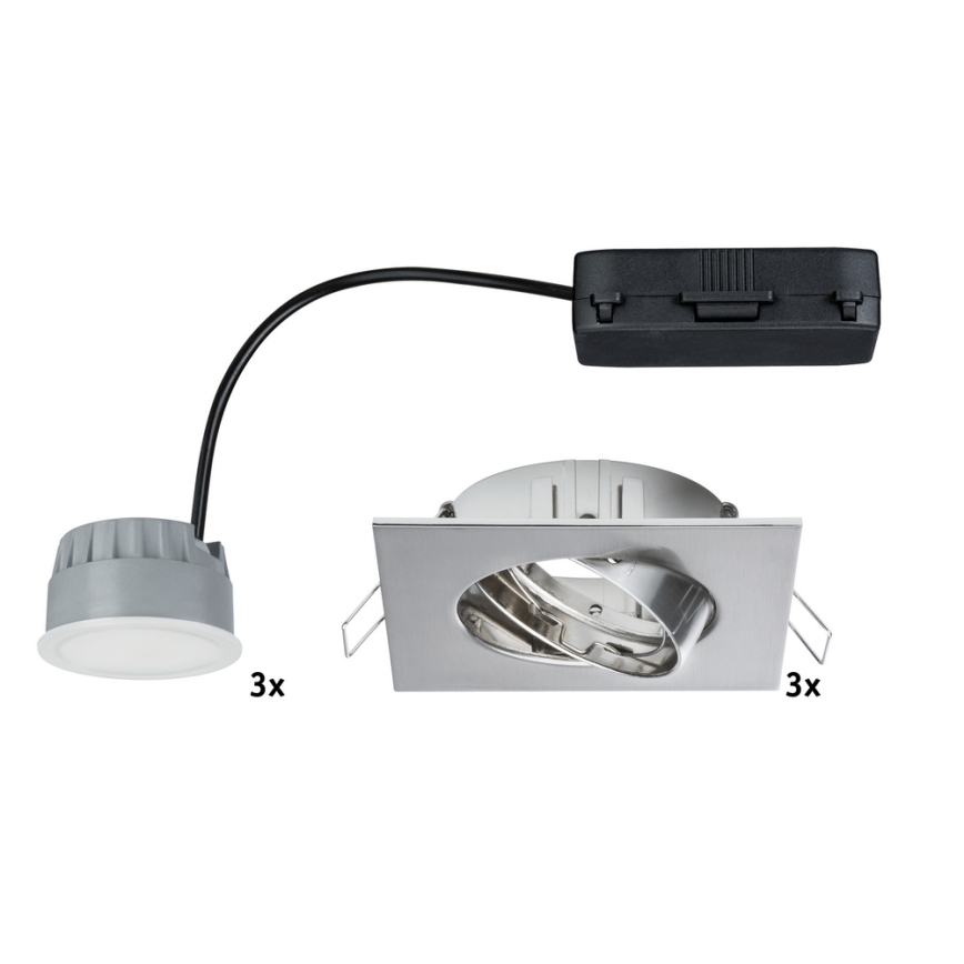 Paulmann 92841 - KIT 3x Lampada LED da incasso per bagni COIN 3xLED/7W/2360V