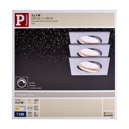 Paulmann 92841 - SET 3xLED/7W Lampada da incasso dimmerabile per bagni COIN 230V