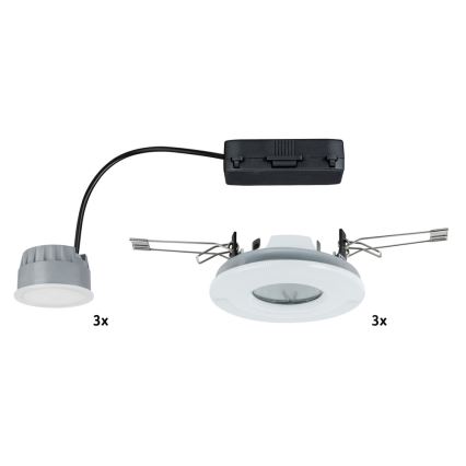 Paulmann 92847 - KIT 3x Lampada LED da incasso per bagni COIN 3xLED/7W/230V