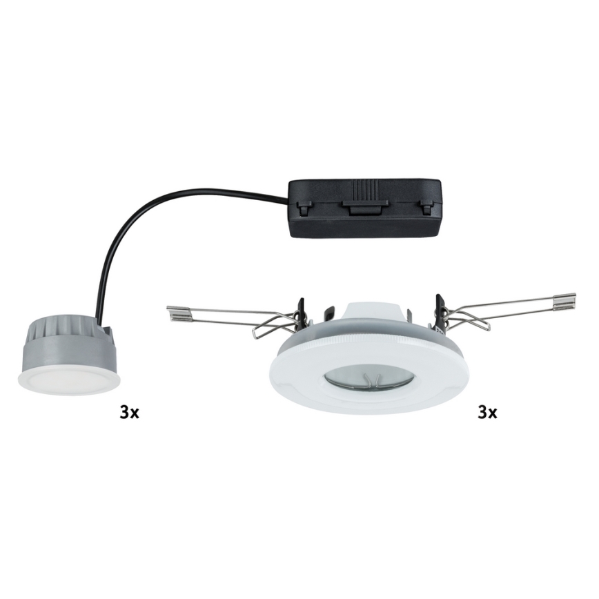 Paulmann 92847 - KIT 3x Lampada LED da incasso per bagni COIN 3xLED/7W/230V