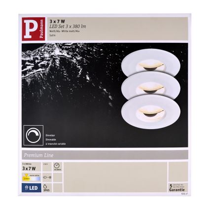 Paulmann 92847 - KIT 3x Lampada LED da incasso per bagni COIN 3xLED/7W/230V
