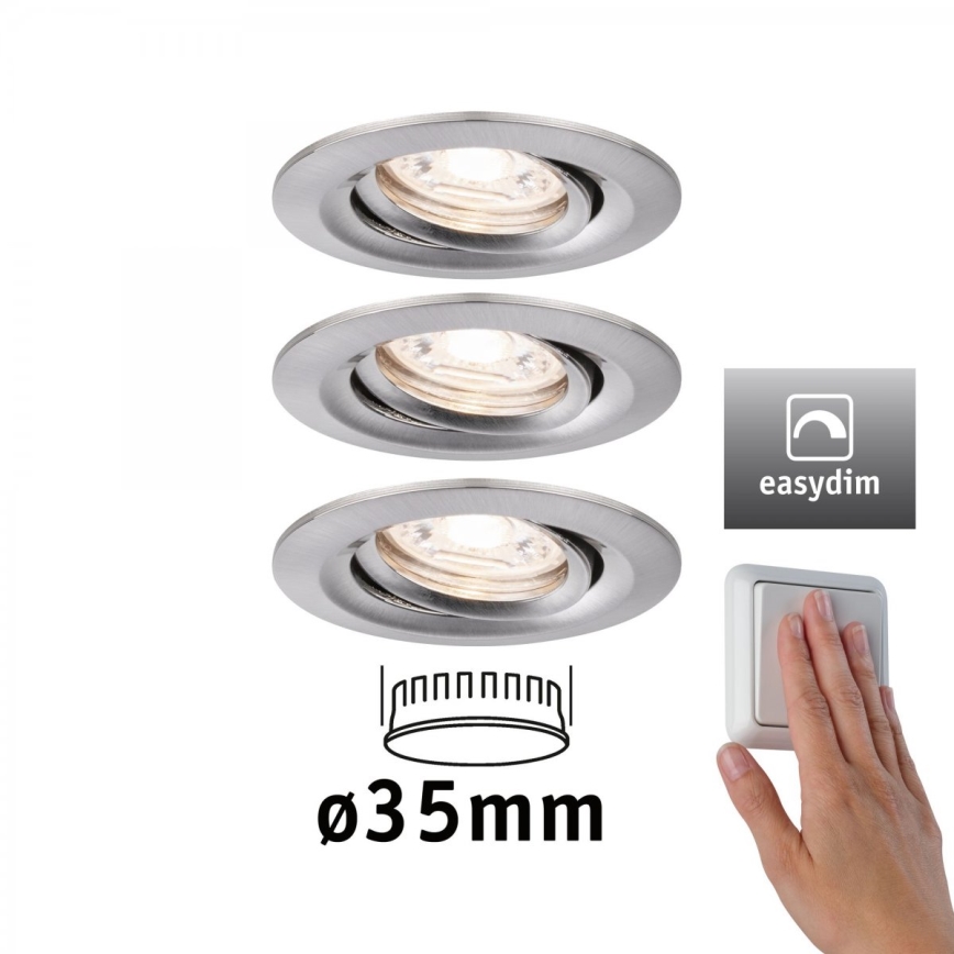 Paulmann 92973 - SET 3xLED/4,2W IP23 Lampada da bagno dimmerabile COIN 230V