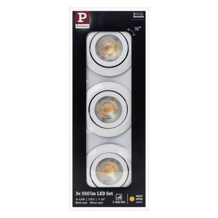 Paulmann 92985 - SET 3xLED/4,8W Faretto incasso dimmerabile 230V