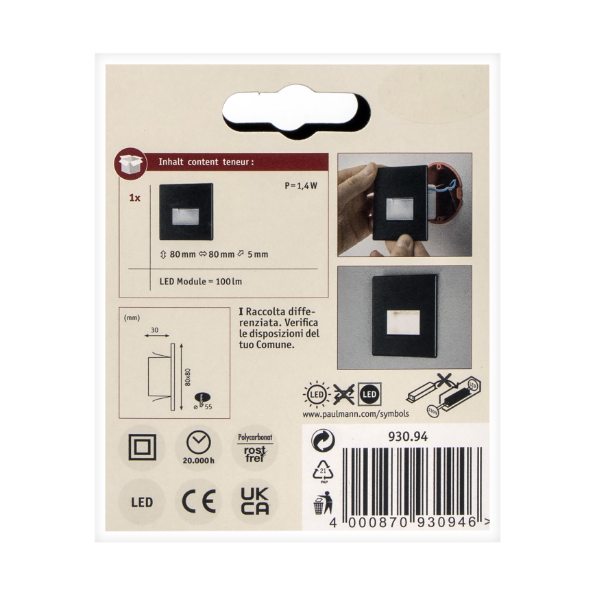 Paulmann 93094 - Lampada LED da 1,2W per scale EDGE 230V