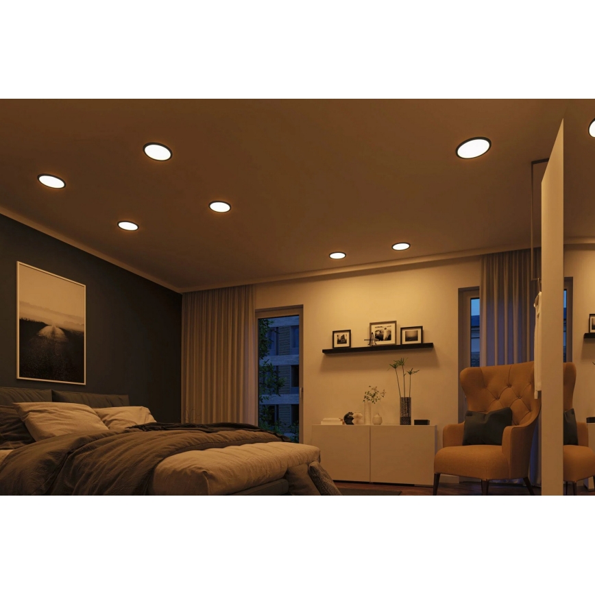 Paulmann 93102 - Faretto LED 16W IP44 dimmerabile per bagno AREO 230V 2000/3000/4000K Ø 23 cm nero