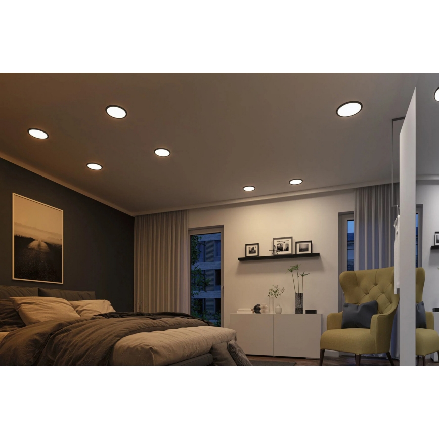 Paulmann 93102 - Faretto LED 16W IP44 dimmerabile per bagno AREO 230V 2000/3000/4000K Ø 23 cm nero