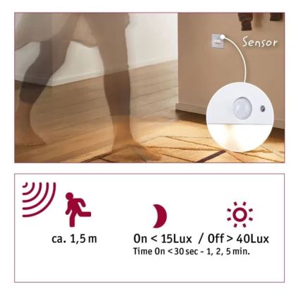 Paulmann 93133 - LED/1,2W Illuminazione scale con sensore EDGE 230V bianco