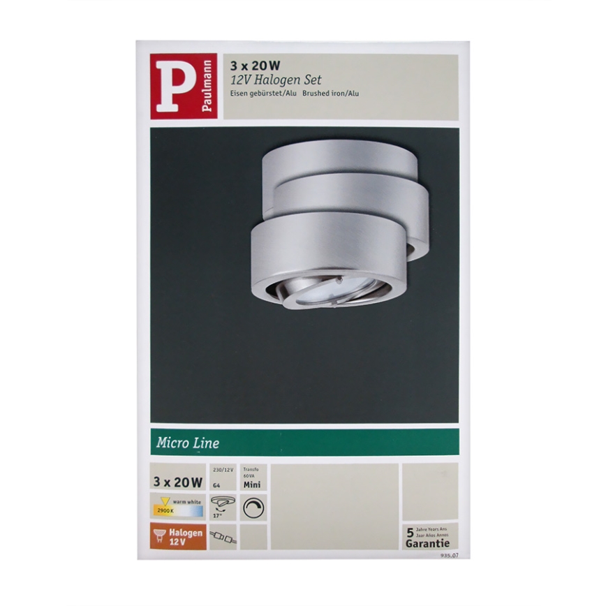 Paulmann 93507 - SET 3pz Faretto MICRO LINE 3xG4/20W/230/12V