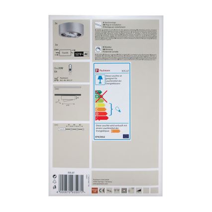 Paulmann 93507 - SET 3pz Faretto MICRO LINE 3xG4/20W/230/12V