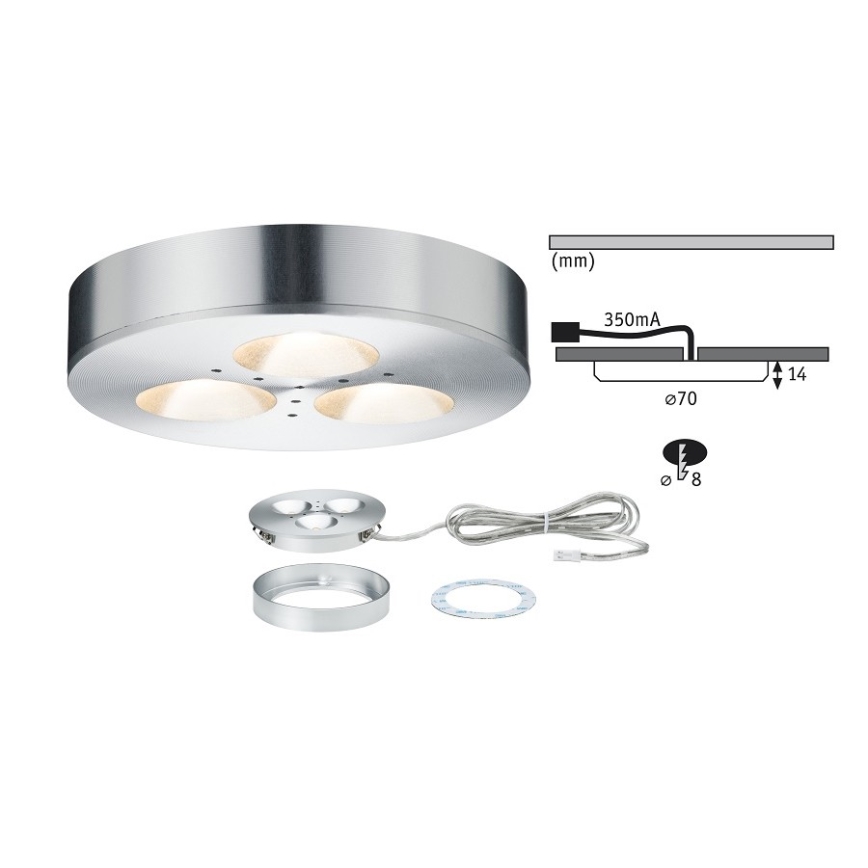 Paulmann 93546 - KIT 3x Lampada LED da incasso PLANE 3xLED/3W/230V