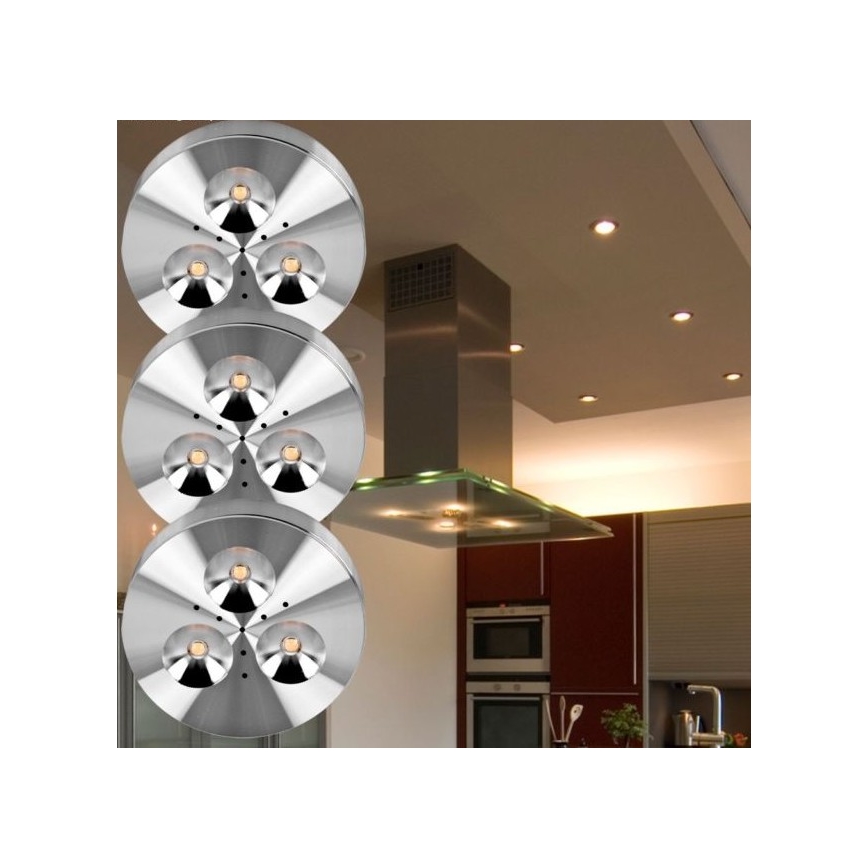 Paulmann 93546 - KIT 3x Lampada LED da incasso PLANE 3xLED/3W/230V
