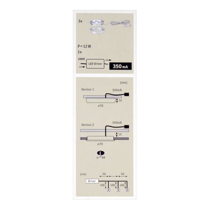 Paulmann 93546 - KIT 3x Lampada LED da incasso PLANE 3xLED/3W/230V