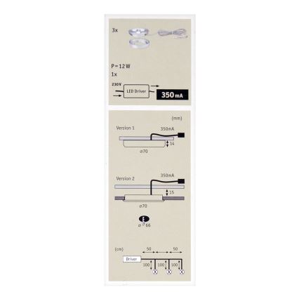 Paulmann 93546 - SET 3xLED/3W Lampada da incasso/a plafone per bagni PLANE 230V