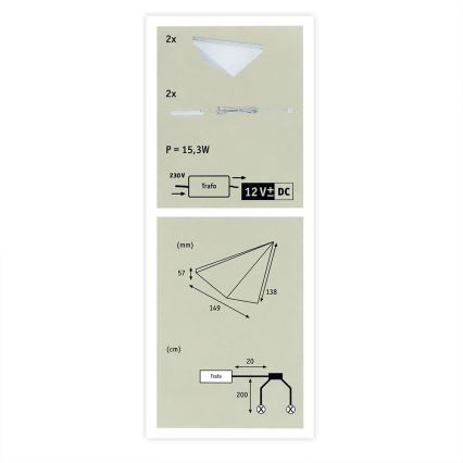 Paulmann 93584 - SET 2xLED/6,2W IP44 Lampada sottopensile KITE 230V