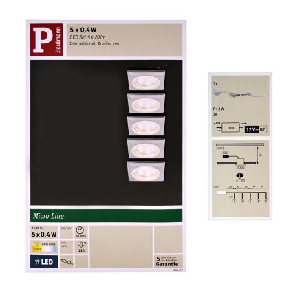 Paulmann 93587 - SET 5x Plafoniera LED 5xLED/0,4W/12V/230V 2700K