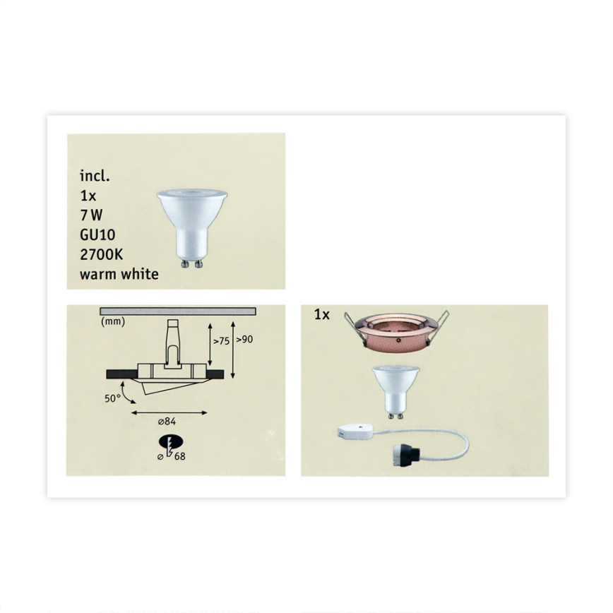 Paulmann 93604 - LED-GU10/7W IP23 Luce da incasso per bagno dimmerabile NOVA 230V