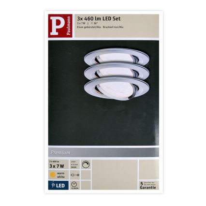 Paulmann 93607 - SET 3x LED GU10/7W IP23 Luce da bagno dimmerabile 230V