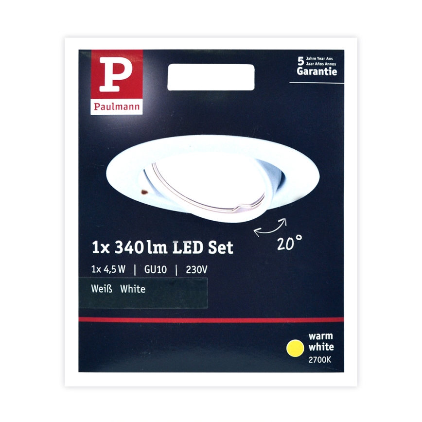 Paulmann 93848 - LED-GU10/4,5W Lampada da incasso 230V