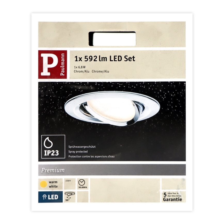 Paulmann 93867 - LED/6,8W IP23 Lampada da incasso per bagno COIN 230V