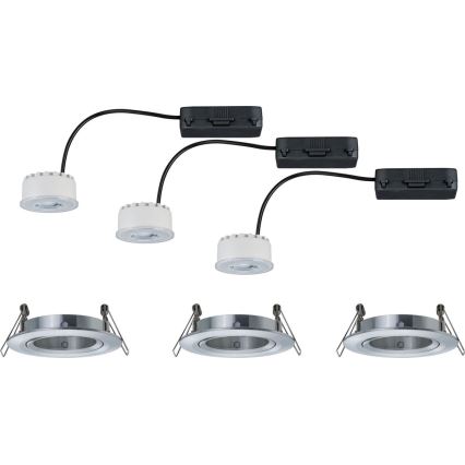 Paulmann 93943 - Set di 3 faretti da incasso LED/6,8 W IP23 dimmerabili COIN 230 V
