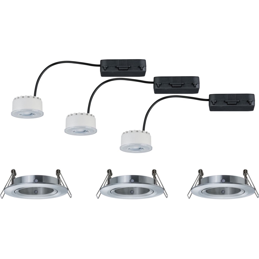Paulmann 93943 - Set di 3 faretti da incasso LED/6,8 W IP23 dimmerabili COIN 230 V