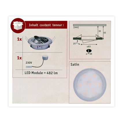 Paulmann 93963 - LED/7W IP23 Plafoniera dimmerabile da bagno COIN 230V