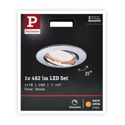 Paulmann 93965 - LED/7W Lampada da bagno dimmerabile COIN 230V