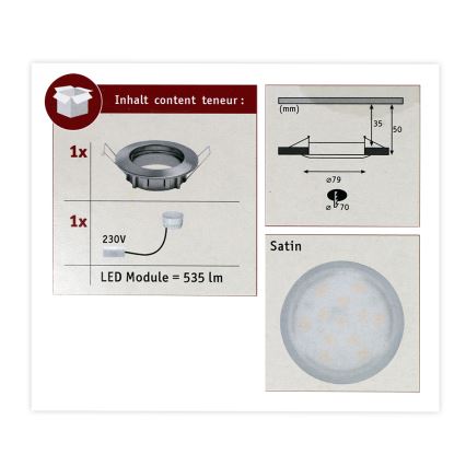 Paulmann 93975 - LED/6,8W IP44 Luce da incasso bagno COIN 230V