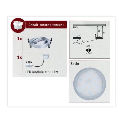 Paulmann 93983 - LED/6,8W IP23 Lampada da incasso per bagno COIN 230V