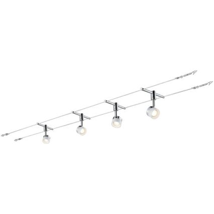 Paulmann 94080 - SET 4xLED/4,8W Faretto per sistema a cavi STAGE 230V cromo lucido