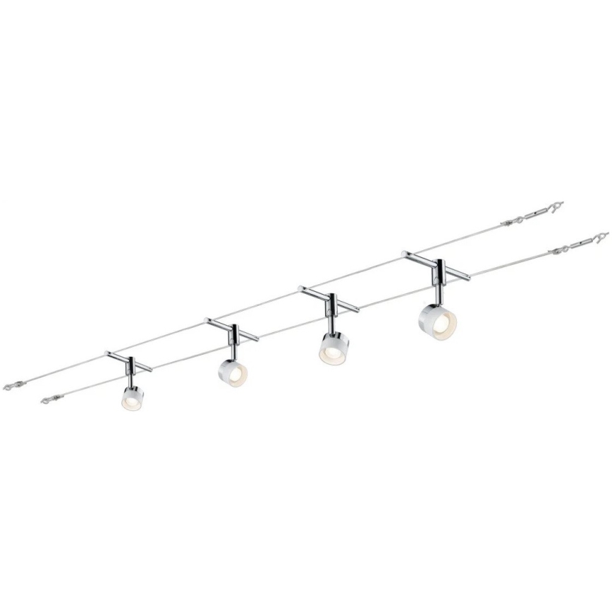 Paulmann 94080 - SET 4xLED/4,8W Faretto per sistema a cavi STAGE 230V cromo lucido