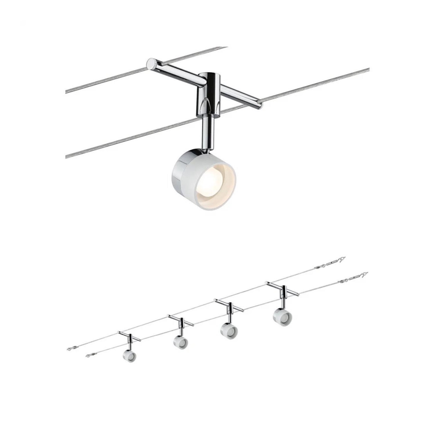 Paulmann 94080 - SET 4xLED/4,8W Faretto per sistema a cavi STAGE 230V cromo lucido
