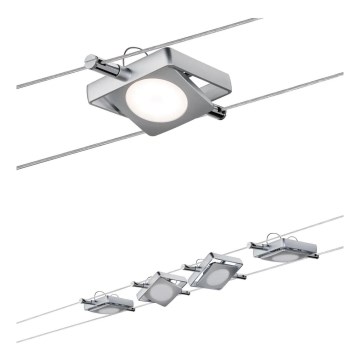 Paulmann 94107 - Set 4 faretti LED da 4,3 W per sistema a cavo MAC 230 V, finitura cromo satinato