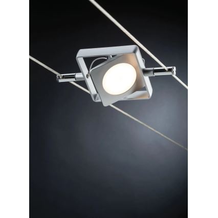 Paulmann 94107 - Set 4 faretti LED da 4,3 W per sistema a cavo MAC 230 V, finitura cromo satinato