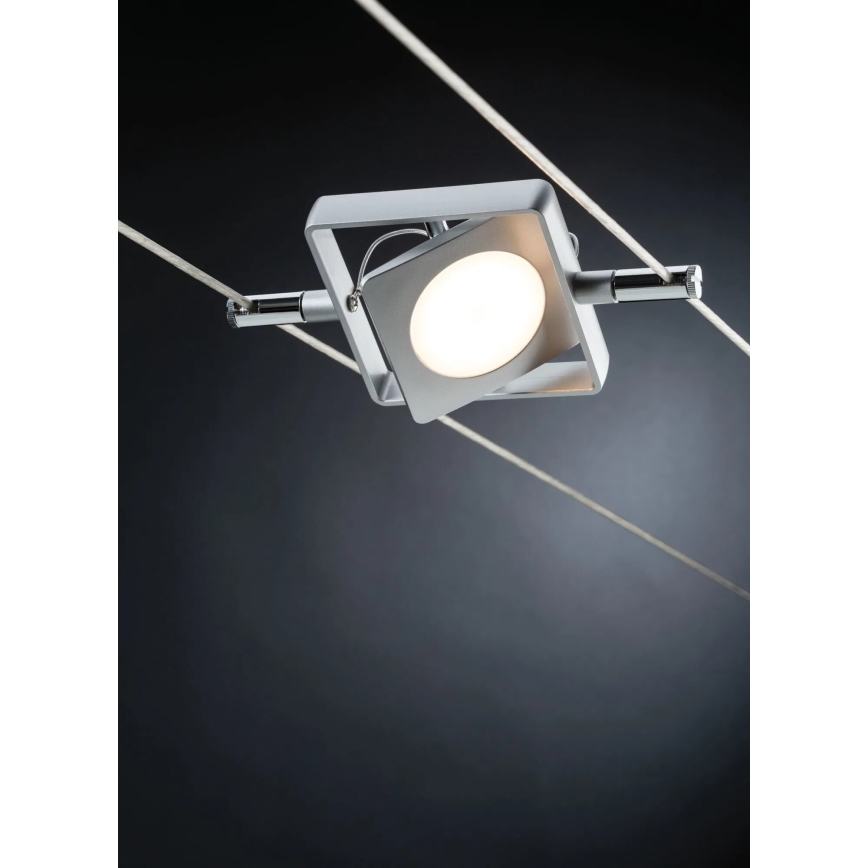 Paulmann 94107 - Set 4 faretti LED da 4,3 W per sistema a cavo MAC 230 V, finitura cromo satinato