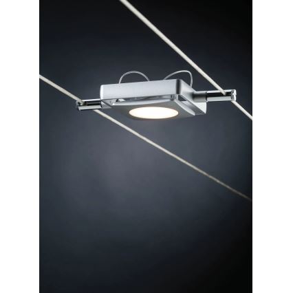 Paulmann 94107 - Set 4 faretti LED da 4,3 W per sistema a cavo MAC 230 V, finitura cromo satinato