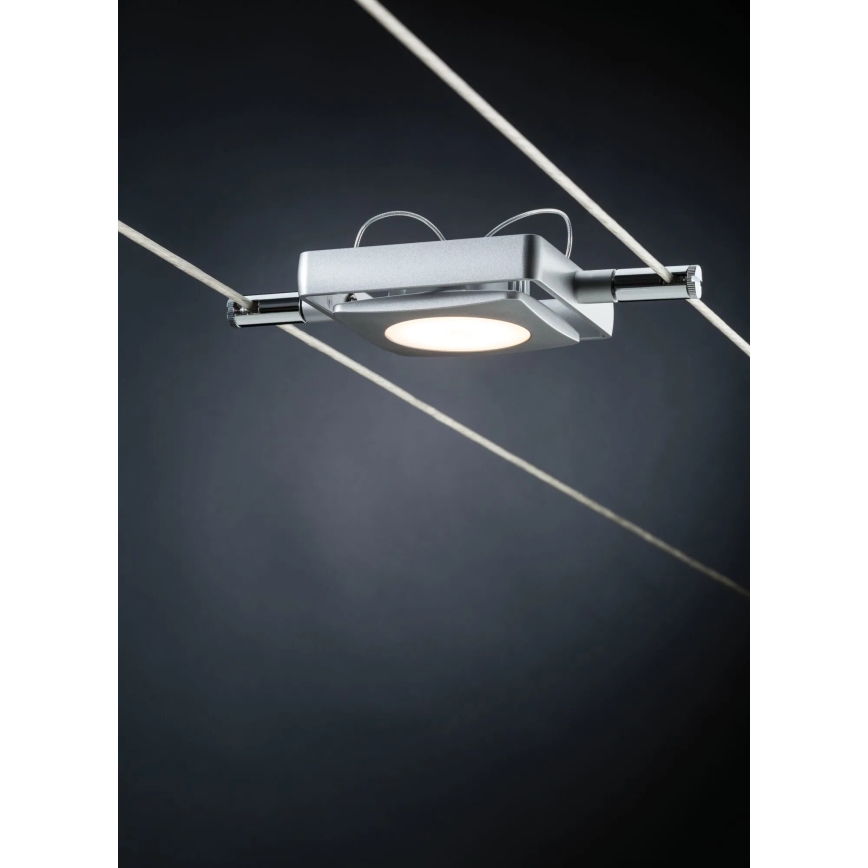 Paulmann 94107 - Set 4 faretti LED da 4,3 W per sistema a cavo MAC 230 V, finitura cromo satinato