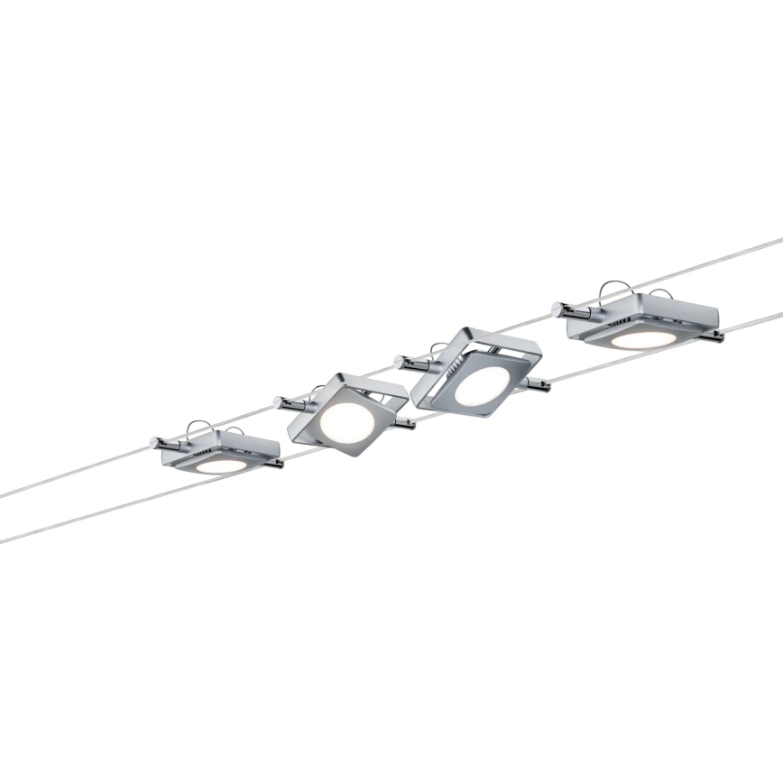 Paulmann 94107 - Set 4 faretti LED da 4,3 W per sistema a cavo MAC 230 V, finitura cromo satinato