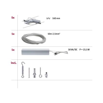 Paulmann 94108 - SET 5xLED/4,3W Faretto per sistema a binario MAC 230V cromo opaco