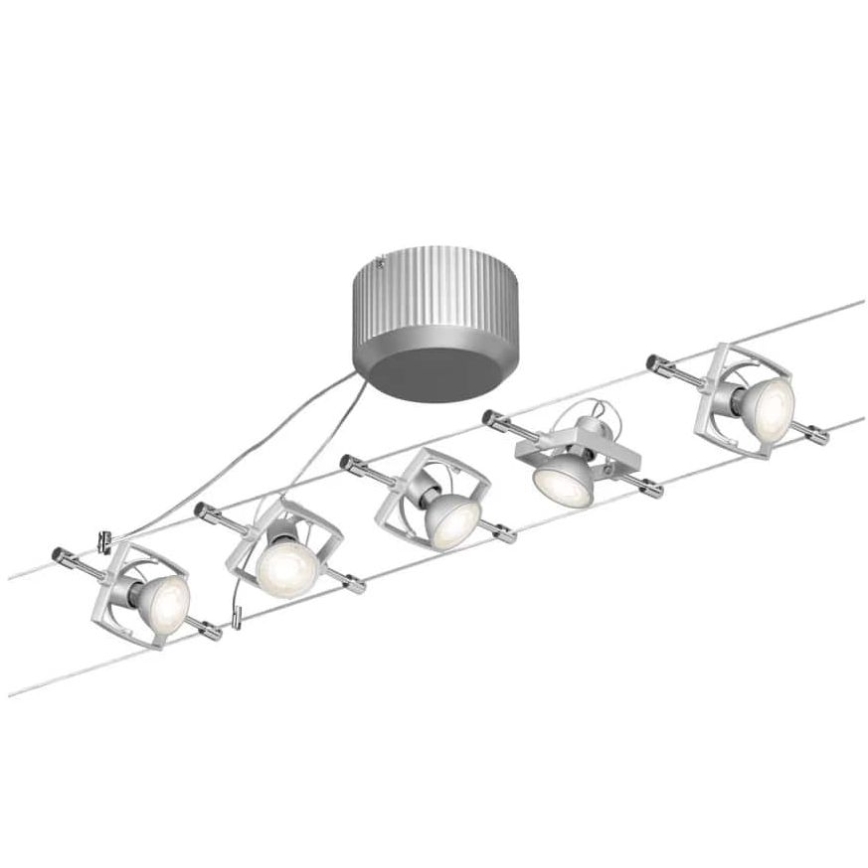 Paulmann 94133 - SET 5xGU5,3/10W Faretto per sistema di corde MAC 230V cromo opaco