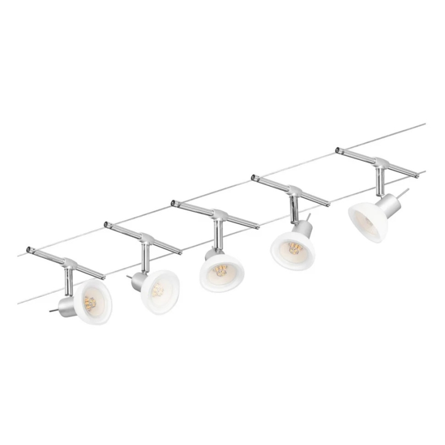 Paulmann 94136 - SET 5xGU5,3/10W Sistema completo a cavo SHEELA 230V, cromo lucido