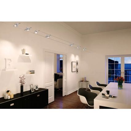 Paulmann 94152 - Set completo 7x GU5,3/10W, sistema a cavo MAC 230V, cromo opaco