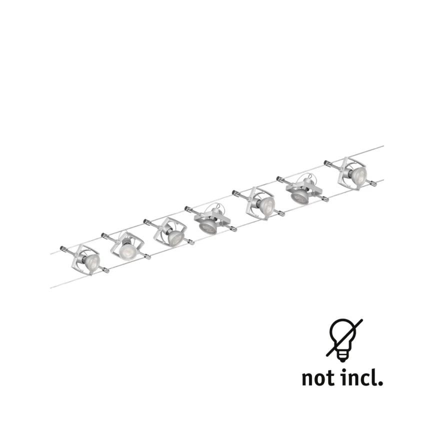 Paulmann 94152 - Set completo 7x GU5,3/10W, sistema a cavo MAC 230V, cromo opaco