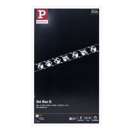 Paulmann 94152 - Set completo 7x GU5,3/10W, sistema a cavo MAC 230V, cromo opaco
