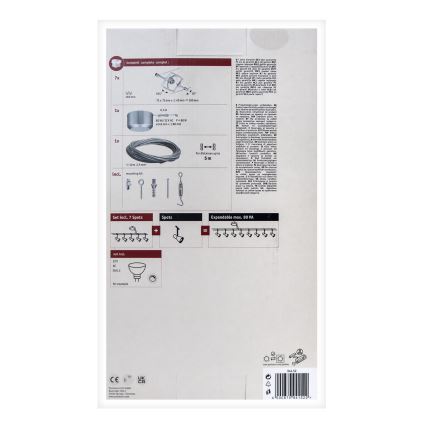 Paulmann 94152 - Set completo 7x GU5,3/10W, sistema a cavo MAC 230V, cromo opaco