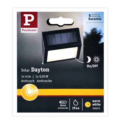 Paulmann 94234 - LED/0,05W IP44 Lampada solare da esterno con sensore DAYTON 1,2V 400 mAh